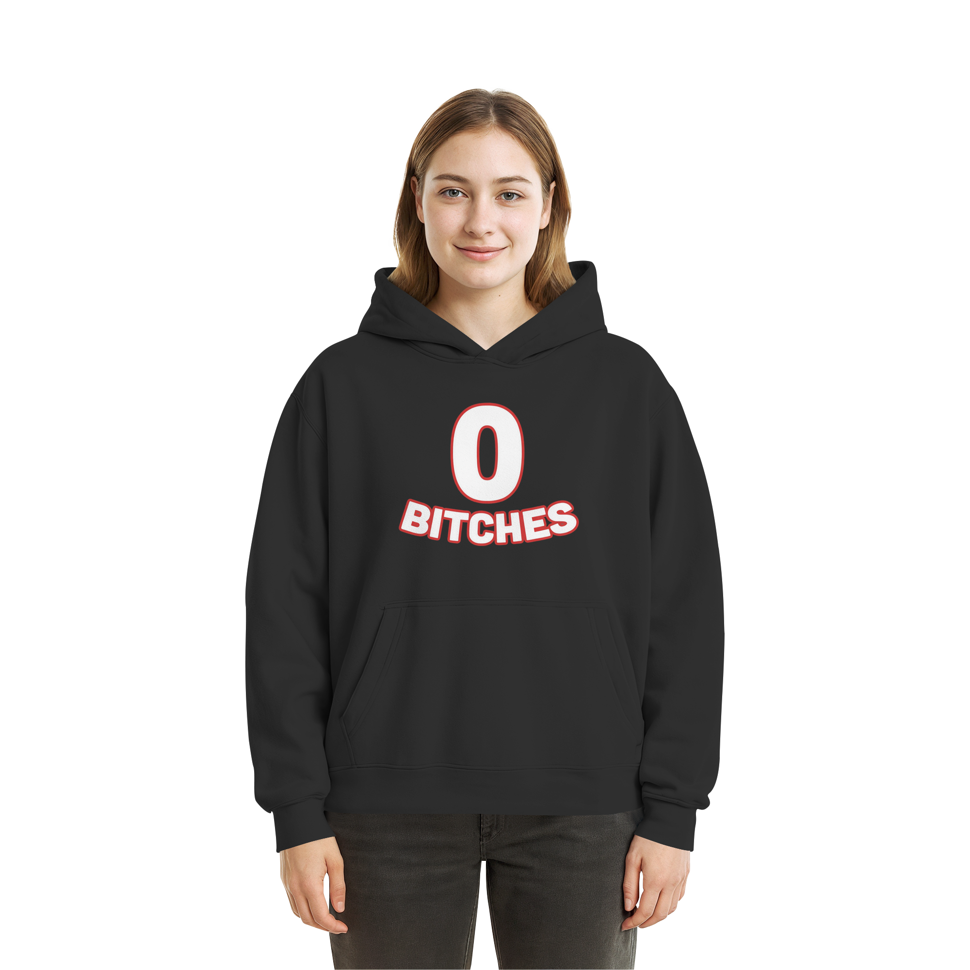 0 Bitches - Fluffy Boxcut Hoodie