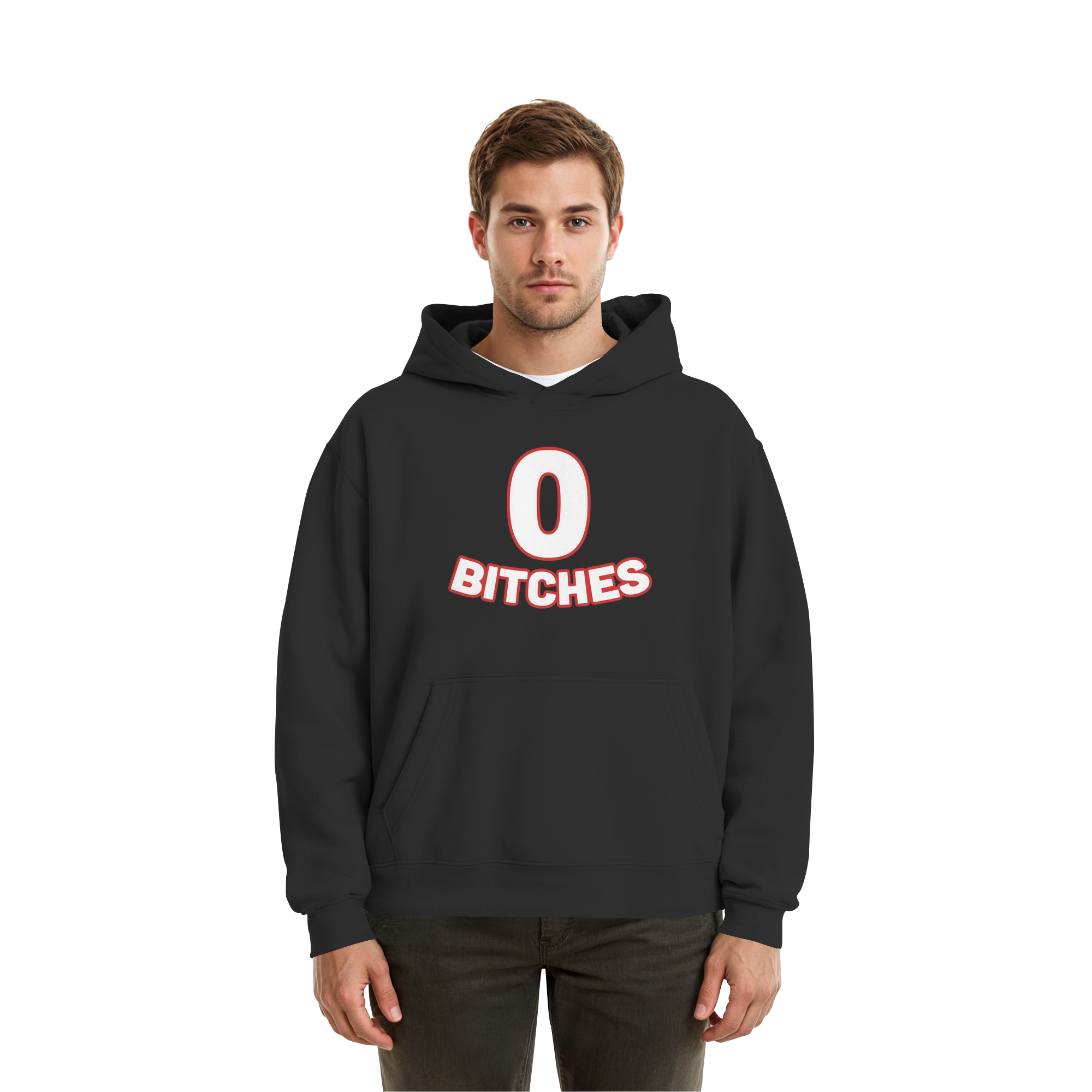 0 Bitches - Fluffy Boxcut Hoodie