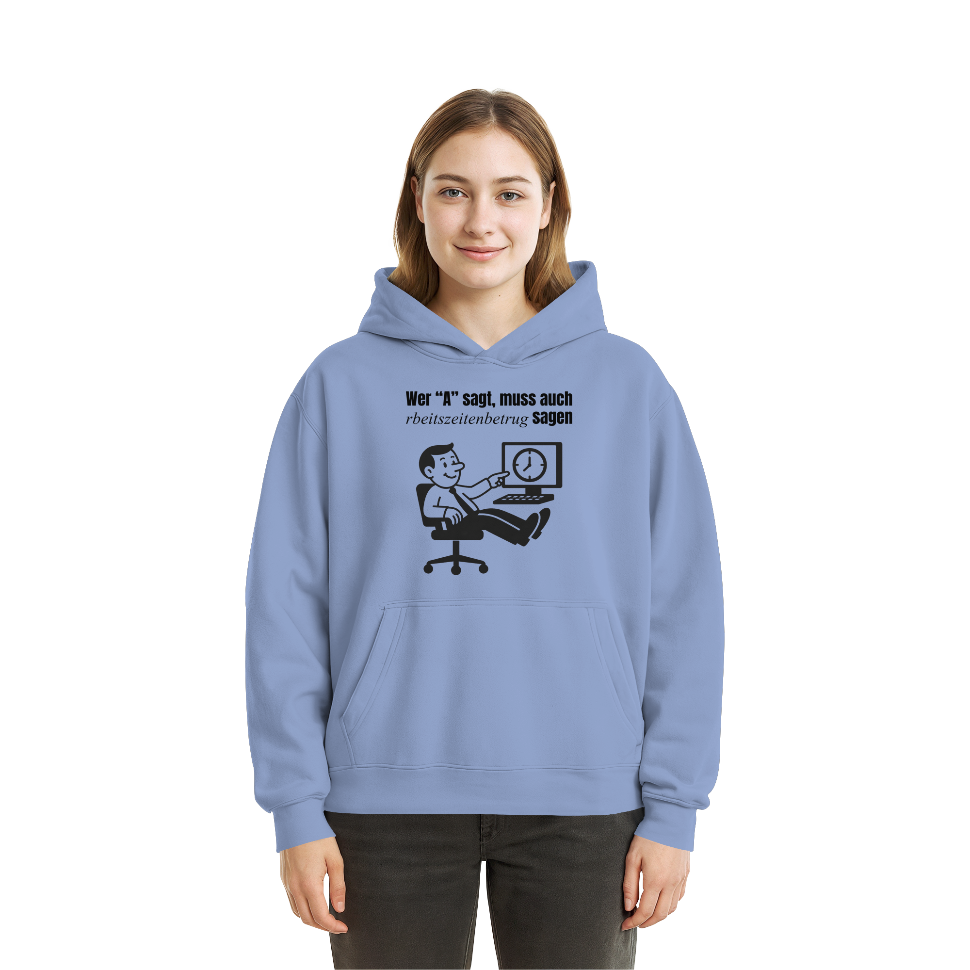 A-Rbeitszeitenbetrug - Black - Fluffy Boxcut Hoodie