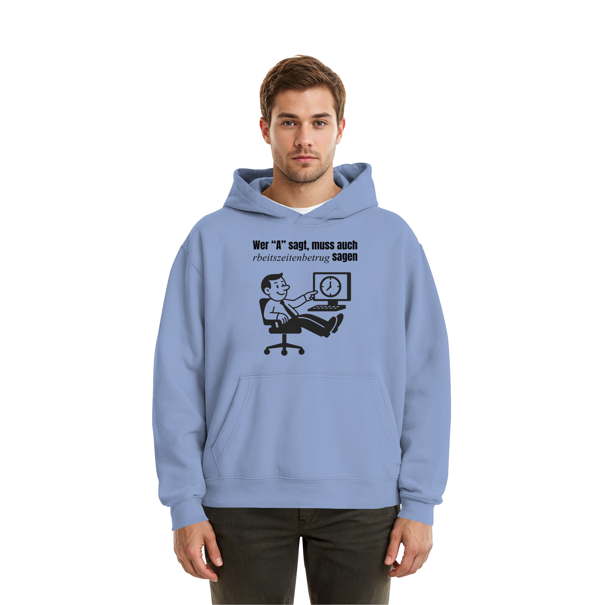 A-Rbeitszeitenbetrug - Black - Fluffy Boxcut Hoodie