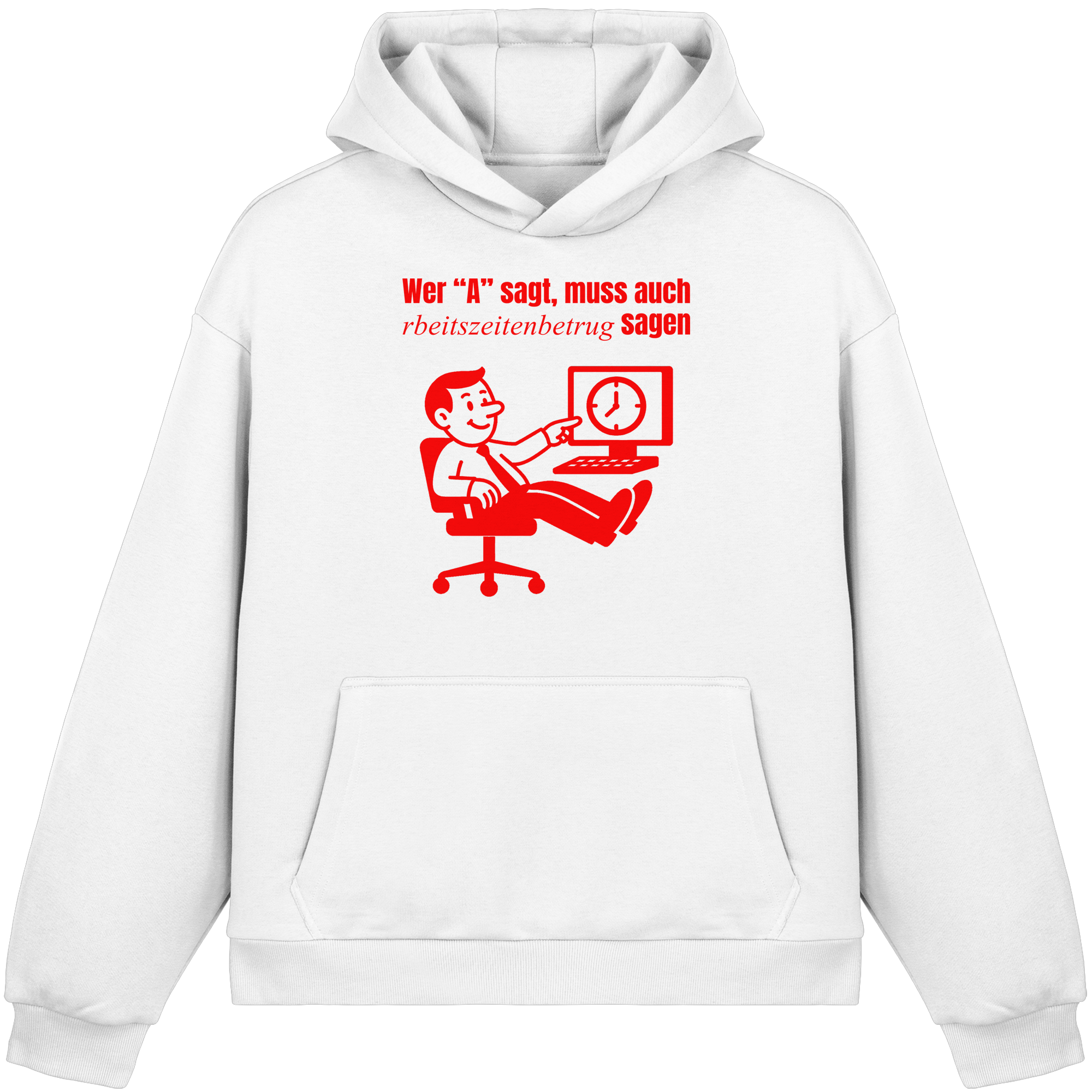 A-Rbeitszeitenbetrug - Red - Fluffy Boxcut Hoodie
