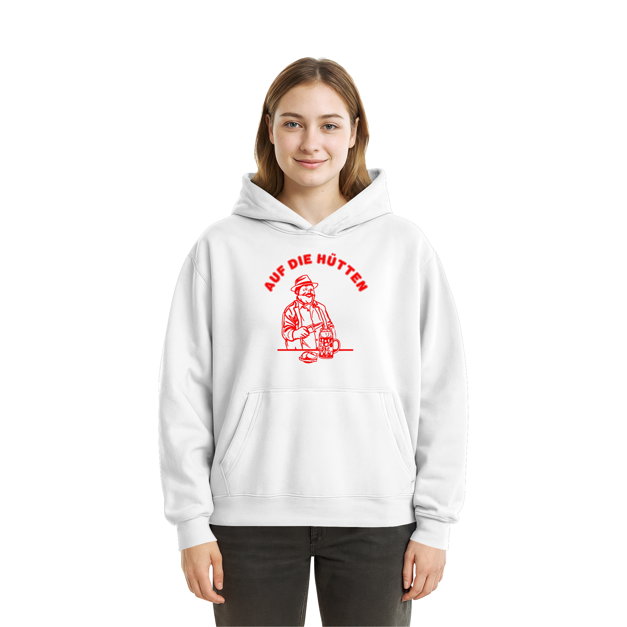Auf die Huetten! - Red - Fluffy Boxcut Hoodie