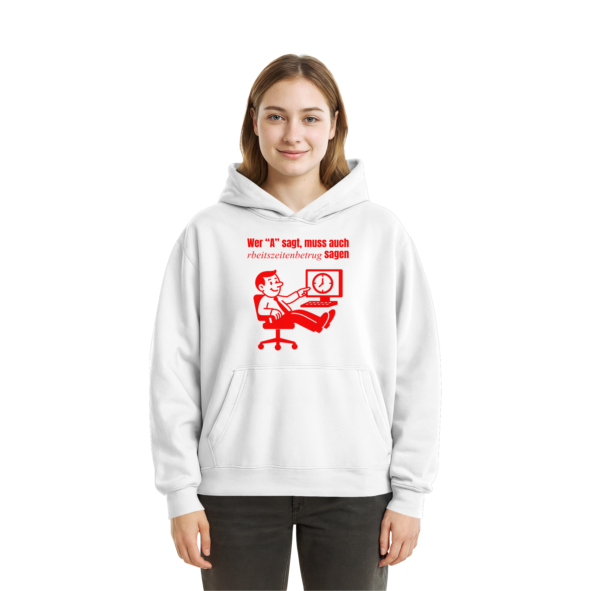 A-Rbeitszeitenbetrug - Red - Fluffy Boxcut Hoodie