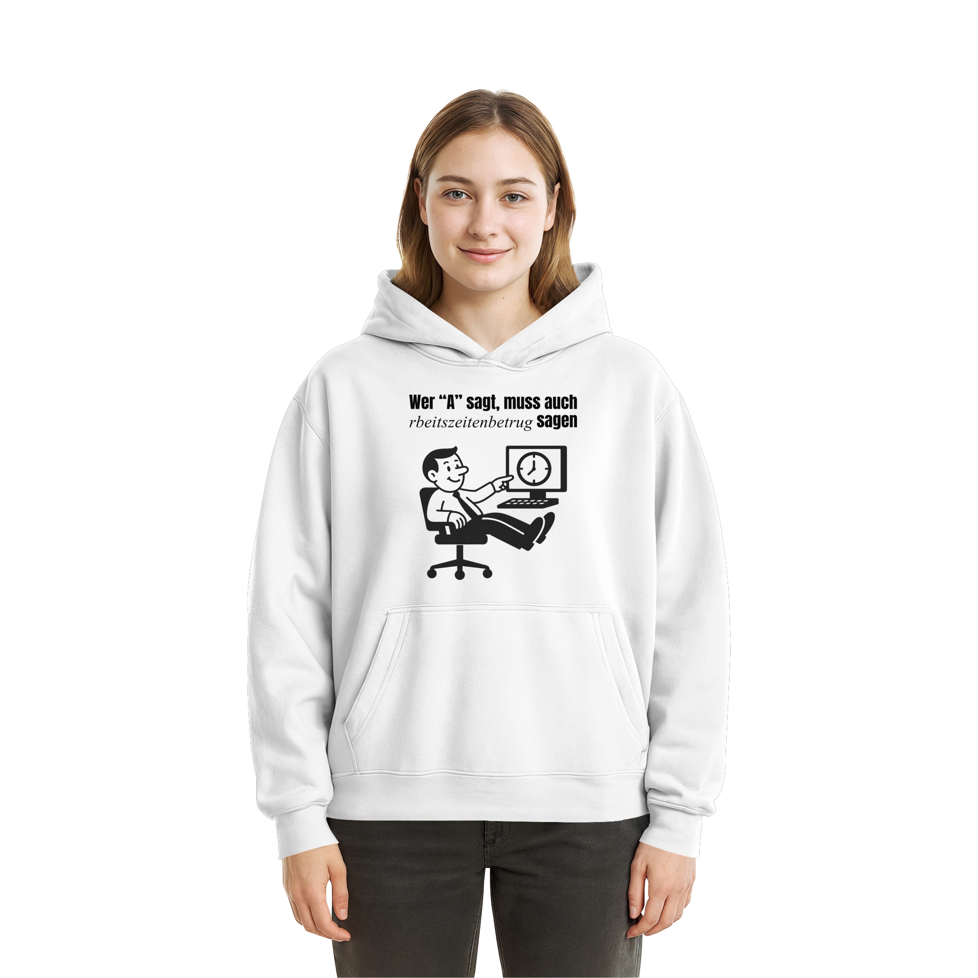 A-Rbeitszeitenbetrug - Black - Fluffy Boxcut Hoodie