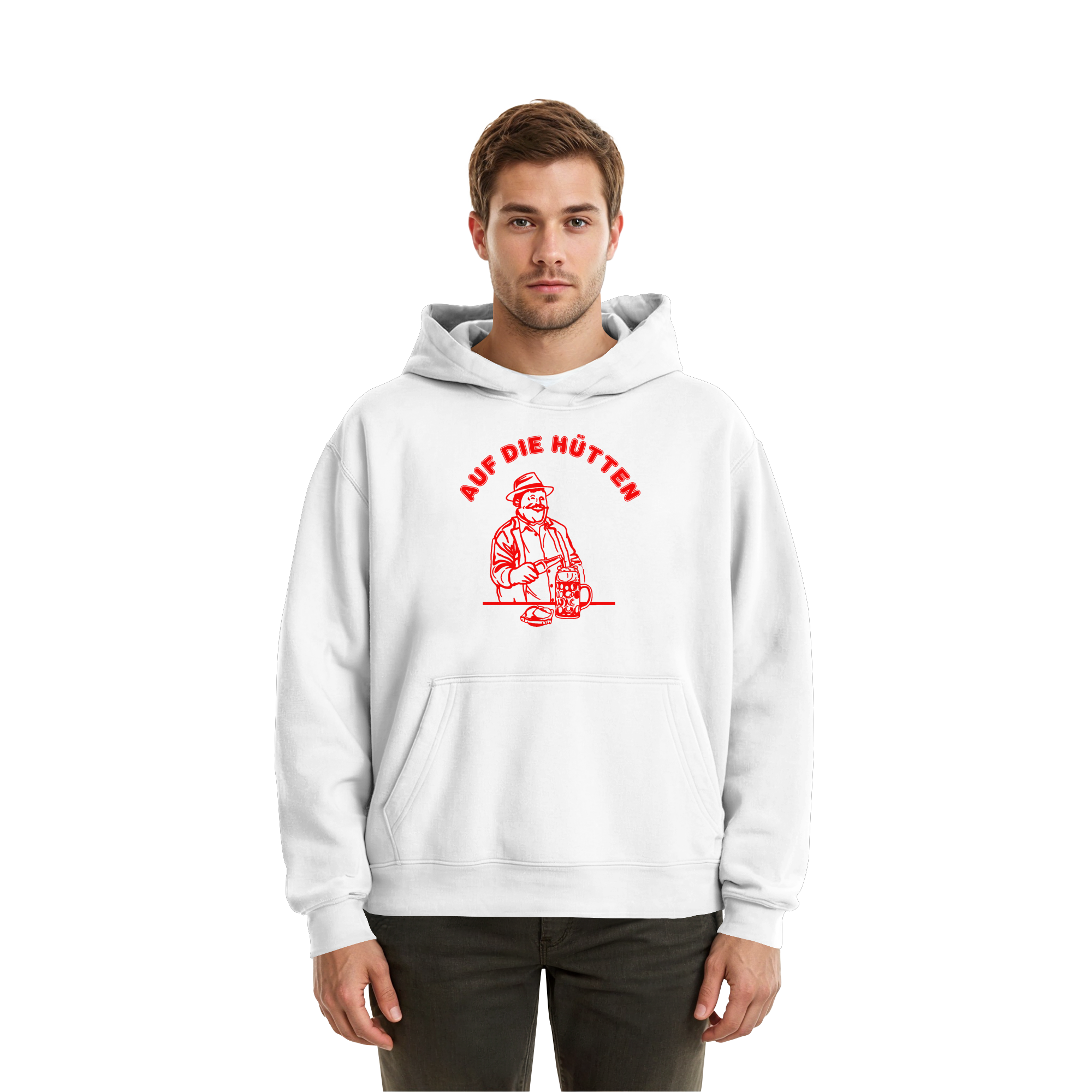 Auf die Huetten! - Red - Fluffy Boxcut Hoodie