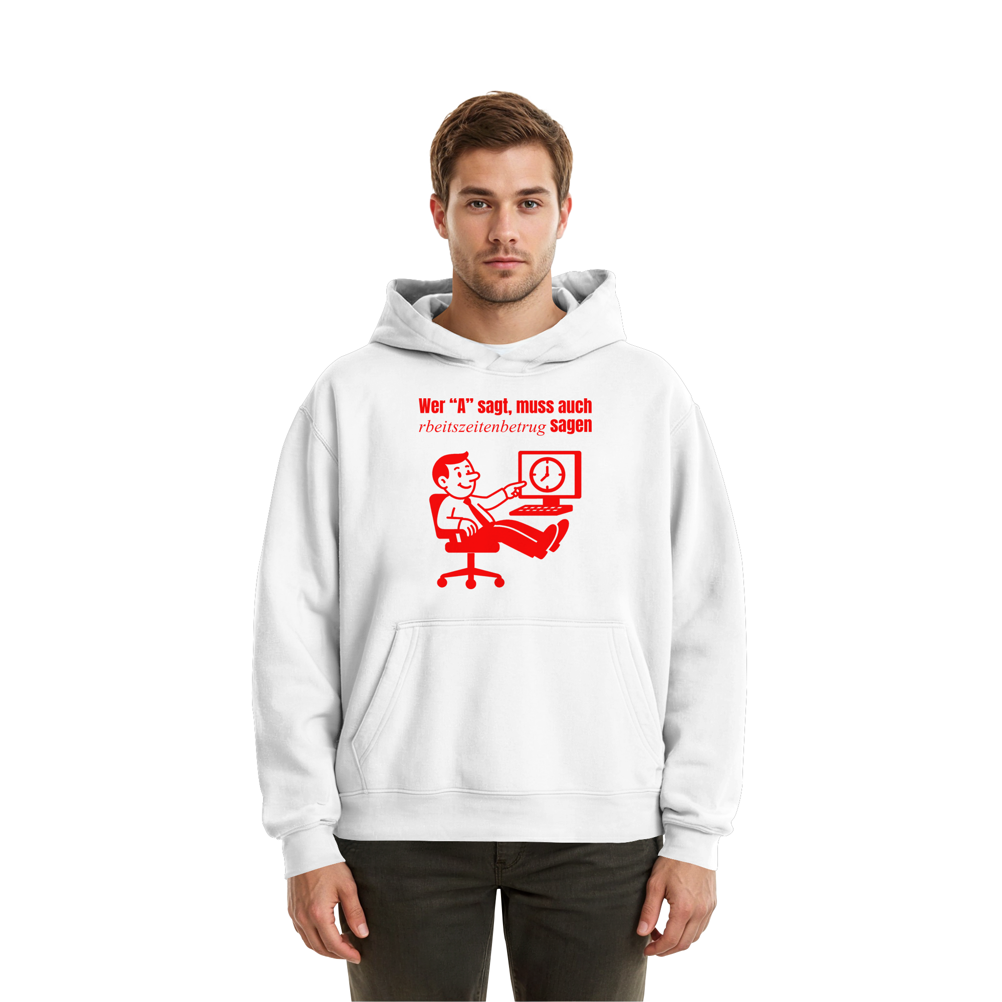 A-Rbeitszeitenbetrug - Red - Fluffy Boxcut Hoodie