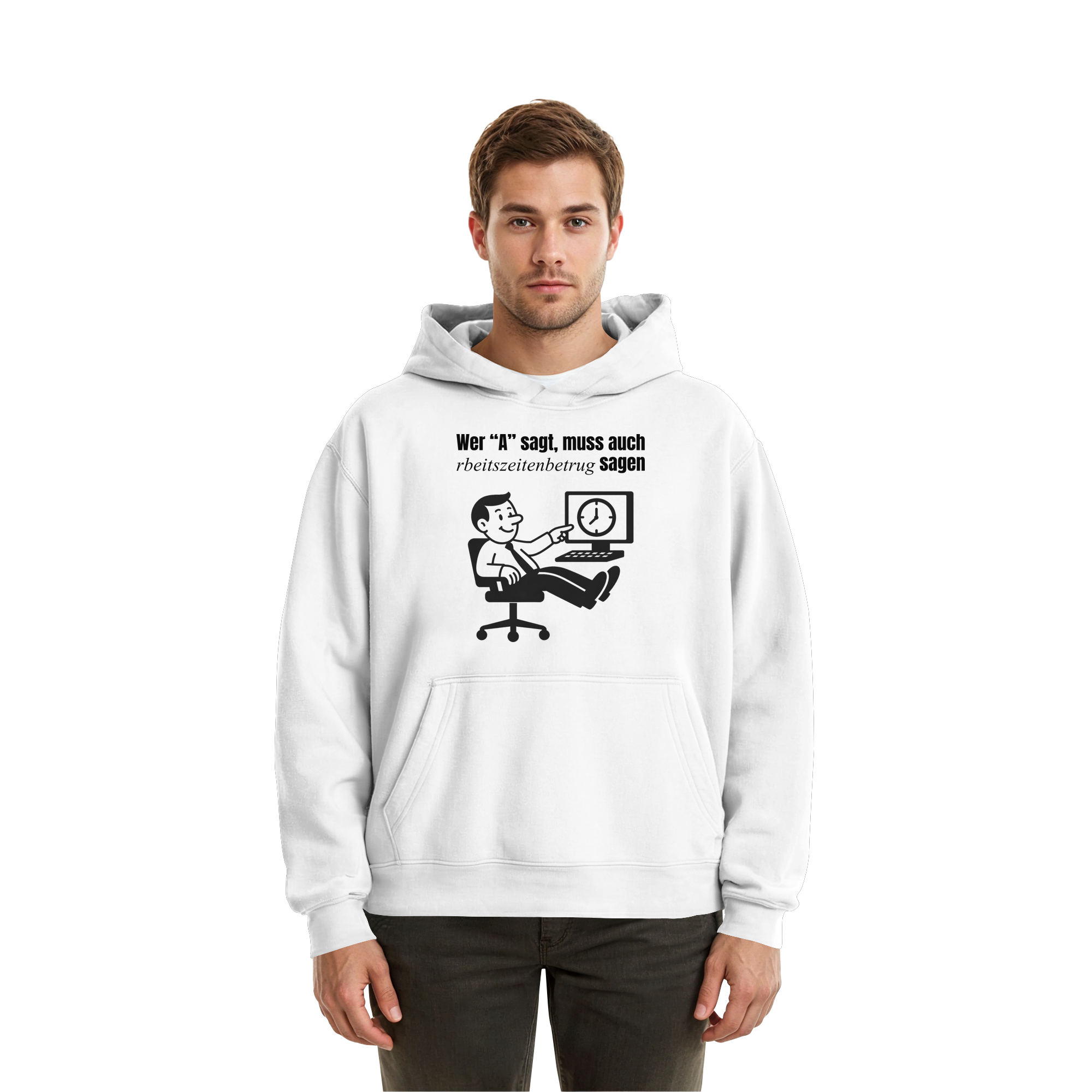 A-Rbeitszeitenbetrug - Black - Fluffy Boxcut Hoodie