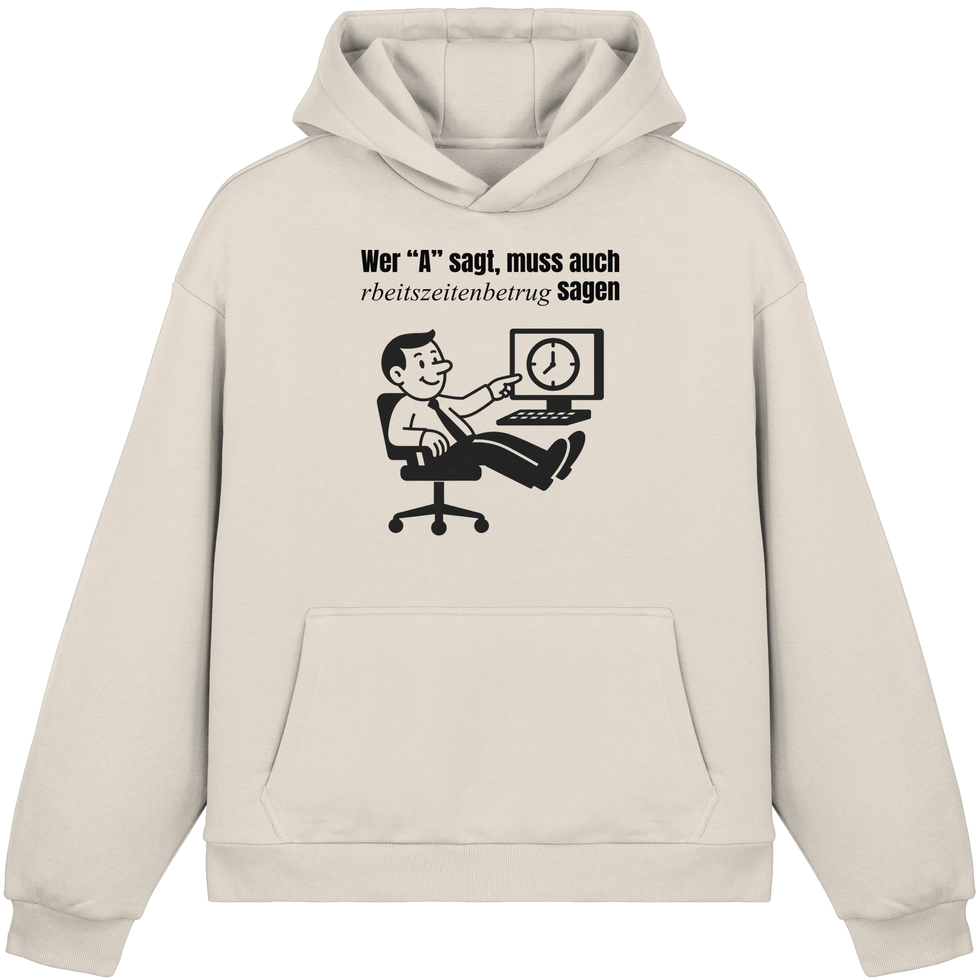 A-Rbeitszeitenbetrug - Black - Fluffy Boxcut Hoodie