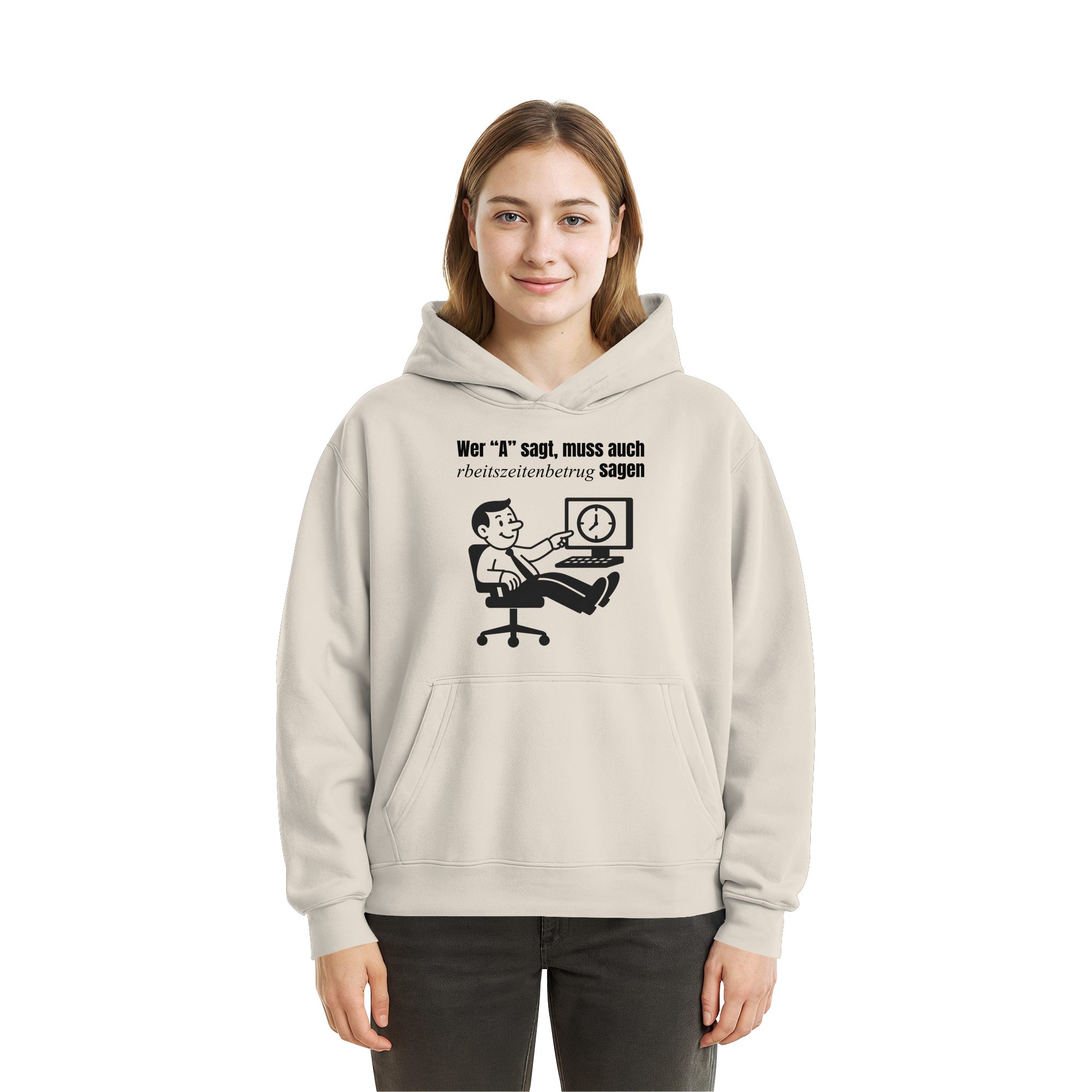 A-Rbeitszeitenbetrug - Black - Fluffy Boxcut Hoodie